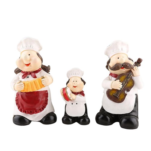 3pcs chef statue figurines - 3pcs,