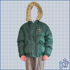 Chevignon Vintage Unlimited Tog Green Fur Puffer Jacket SZ XL Good Condition