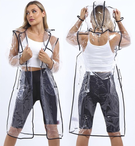 Womens transparent rain mac - transparent,
