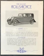 ROLLS ROYCE 25/30 HP Saloon Sales Leaflet APR 1936