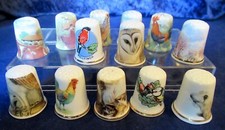 13 Mixed Lot Of Fine Bone China Thimbles Wildlife Birds Countryside Scenes