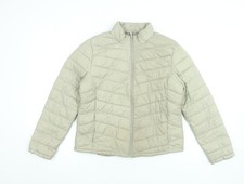 Primark Womens Beige 12 Puffer Jacket Quilted Nylon Lightweight