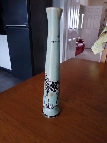 Soapstone vase turquoise blue - vase.,