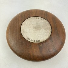 Modernist David Linley Solid Silver Inset Hardwood Paperweight 10cm