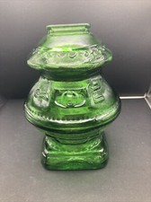 Vintage Wheaton NJ Green Glass Pot Belly Stove Coin Bank