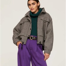 Apiece Apart Selva Cropped Bomber in Plaid