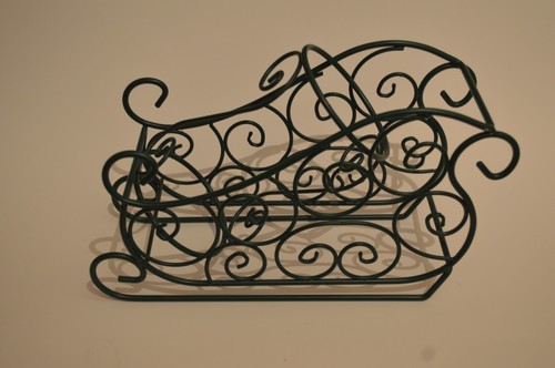 Green metal sleigh - green, wine