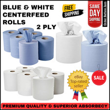 Centrefeed Blue White Rolls 2ply Embossed Kitchen Hand Wipes Paper Towels Tissue
