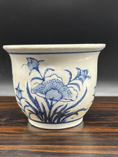 Medium rare 14cm " 和鉢絵付け " Etsuke japanese bonsai pot vintage Japan Very good