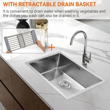Single Bowl Inset Kitchen Stainless Steel Square Kitchen Sink Reversible Drainer