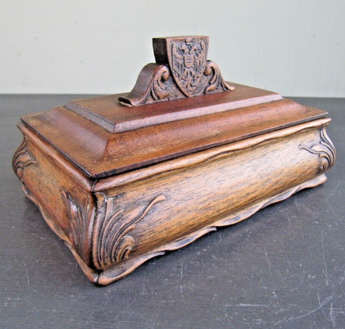 Antique hand carved wooden box - antique,