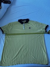 FILA Mens Retro BB1 Classic Vintage Striped Polo XL yellow Striped Bjorn Borg