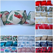 Christmas Ribbon Wired Edge Tree Decoration Gift Wrap Presents Craft Glitter UK 