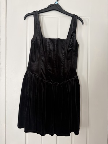 Zara black velvet mini dress - mini,