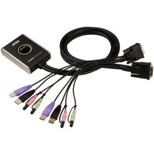 ATEN 2-Port USB DVI/Audio Cable KVM Switch with Remote Port Selector