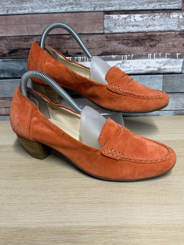 Hogl orange suede heels block - orange,