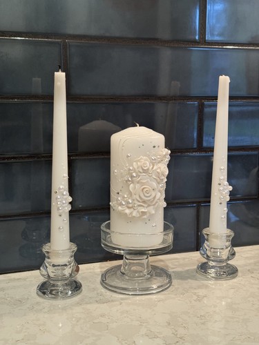 Glass unity candle - holder, 3