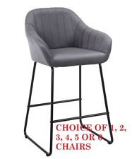 Magaluf Grey velvet fixed height Bar Stools  Breakfast Kitchen Bar, 1,2,3,4,5,6