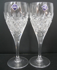 2x Edinburgh Crystal Beauly Pattern Wine Glasses 180mm- Labelled, Signed, Unused