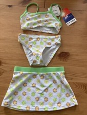 Tesco 3-Piece Bikini 6-9 Months, Green Yellow Flower 🌼Super Cute Summer Holiday