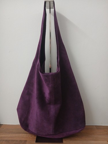 Purple suede hobo - suede, bag