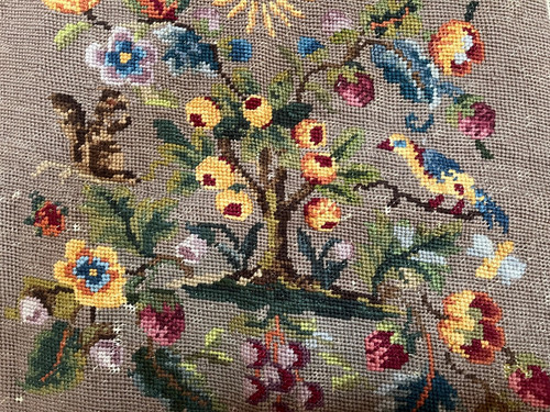 Antique tapestry hand stitched - antique,