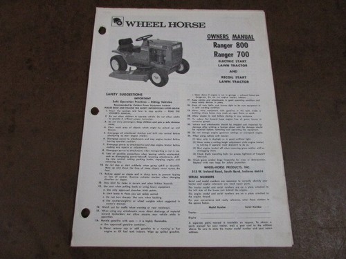 Wheel horse lawn ranger 800 - lawn,