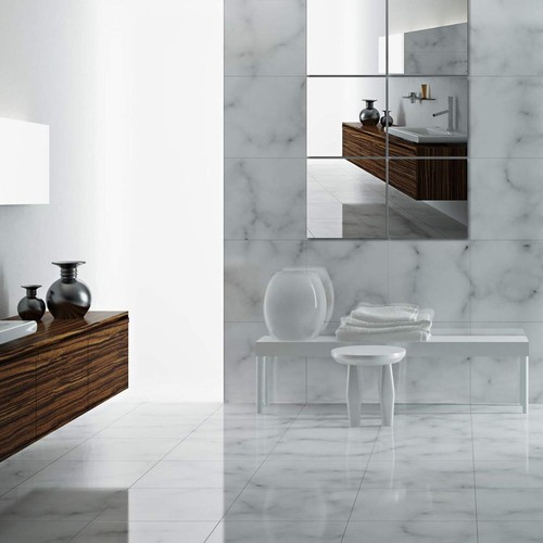 Glass mirror tiles wall - 6x,