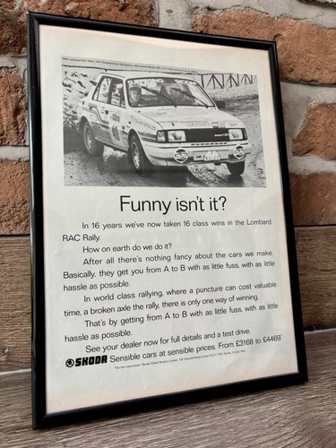 Framed 1989 skoda 130 - 130, advert