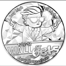 Wall Street Bets 2021 1 oz Silver 999 Blockchain Crypto Round BU