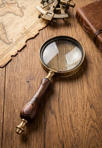Antique brass heavy magnifying - antique,