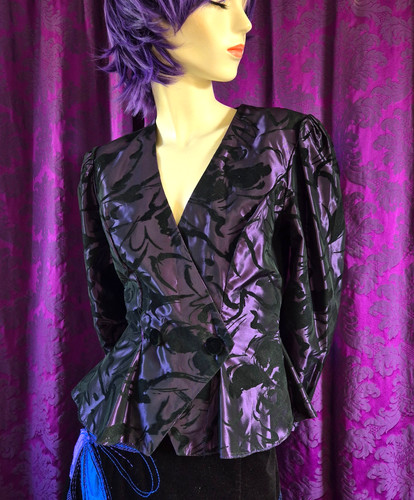 Vintage 1980s purple flocked - 1980s,