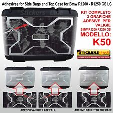 3 Adesivi valigie vario BMW R1200 R1250 GS Planisfero Bussola K50 dal 2013 BLK