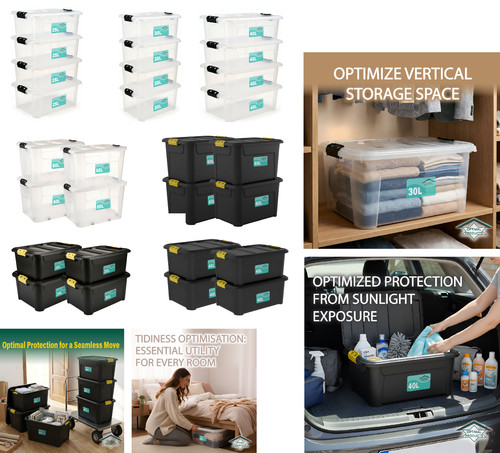 4pk plastic storage boxes box - plastic,
