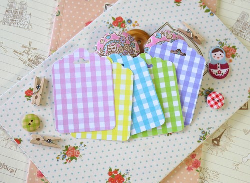 Pastel gingham scallop tags - pastel,