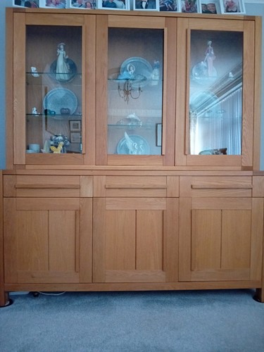 Solid oak display cabinet with - oak,