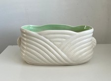 Vintage Sylvac White/Green Rope Design Planter 23cm x12cm