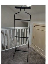 New Mulig Matt Black Metal Modernist MCM Look Clothing Valet Stand Rail Storage