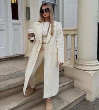 ZARA ZW COLLECTION TAILORED WOOL BLEND COAT WHITE FW24/25 Size XL REF. 9047/632