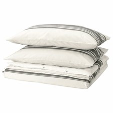 Ikea JÄTTEFRÄKEN Duvet cover and 2 pillowcases, white/dark grey, 200x200