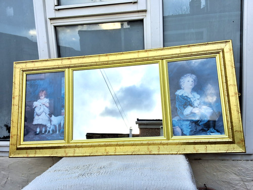Large vintage triptych mirror - large,