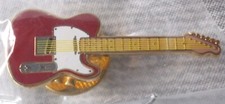 THE FENDER CLUB, RARE COLLECTABLE GUITAR BADGE/PIN - RED, NEW/SEALED, COOL.