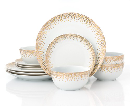 12pc gold sparkle dinner set - sparkle,