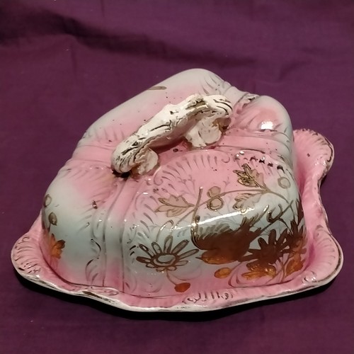 Large antique cheese dish with - antique,
