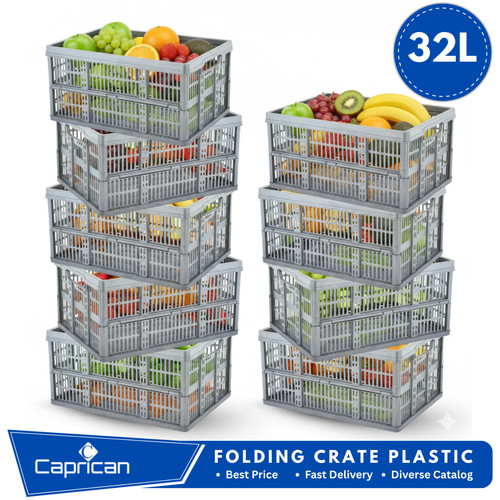 32l grey folding crate - folding,