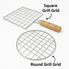 Stainless Steel Roti Chapati Poppadum Roaster - Round/Square, Wooden Handle 20cm