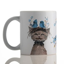 Cute Cat & Blue Birds Mug |