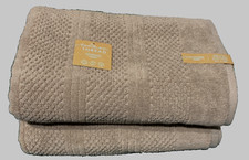 2PC Common Thread Eco-Melange BAMBOO Rayon Bath Towel Set Lt Brown Checked