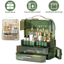Large Cosmetic Skincare Organiser Tabletop Make-Up Storage Case 2 Drawers Box