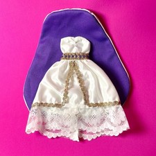 Vintage Faerie Glen royal white gold braid lace dress purple cloak fit 12” doll